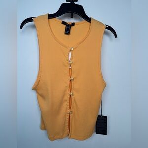 Forever 21 Mustard Button-Front Tank Top